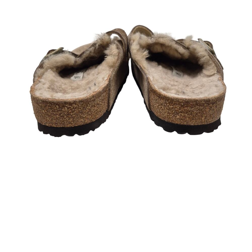 Birkenstock Boston Shearling Clog Taupe Leather Slip-ons clogs Men's 42 US 9-9.5 - Picture 6 of 8